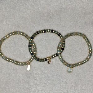 Elegant Gold and Blue Beaded Bracelet Set